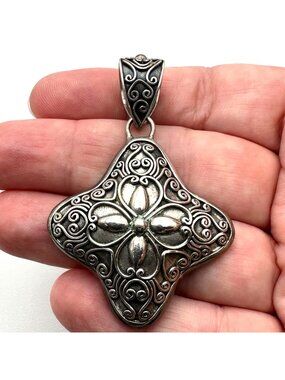 Suarti Sterling Silver Maltese Cross Pendant 2.25 Inch